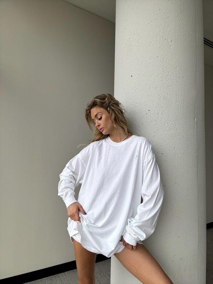 Spinal Strength Long Sleeve Tee Shirt - White with Spine Design