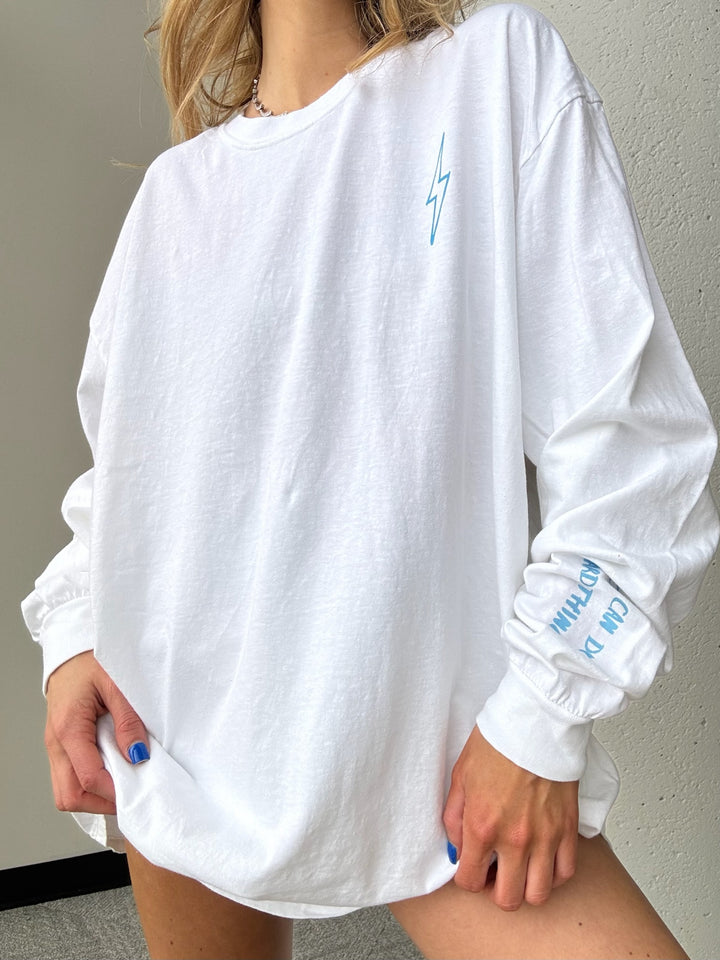 Spinal Strength Long Sleeve Tee Shirt - White with Spine Design