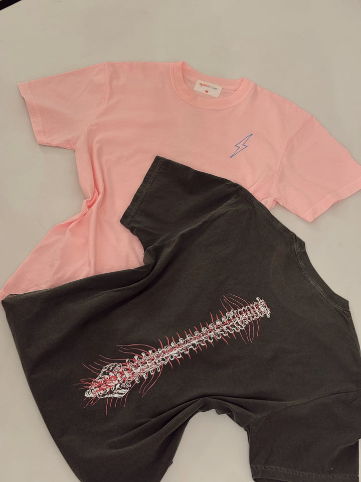 Lumbar Puncture Tee Shirt - Pink Short Sleeve with Spine Design