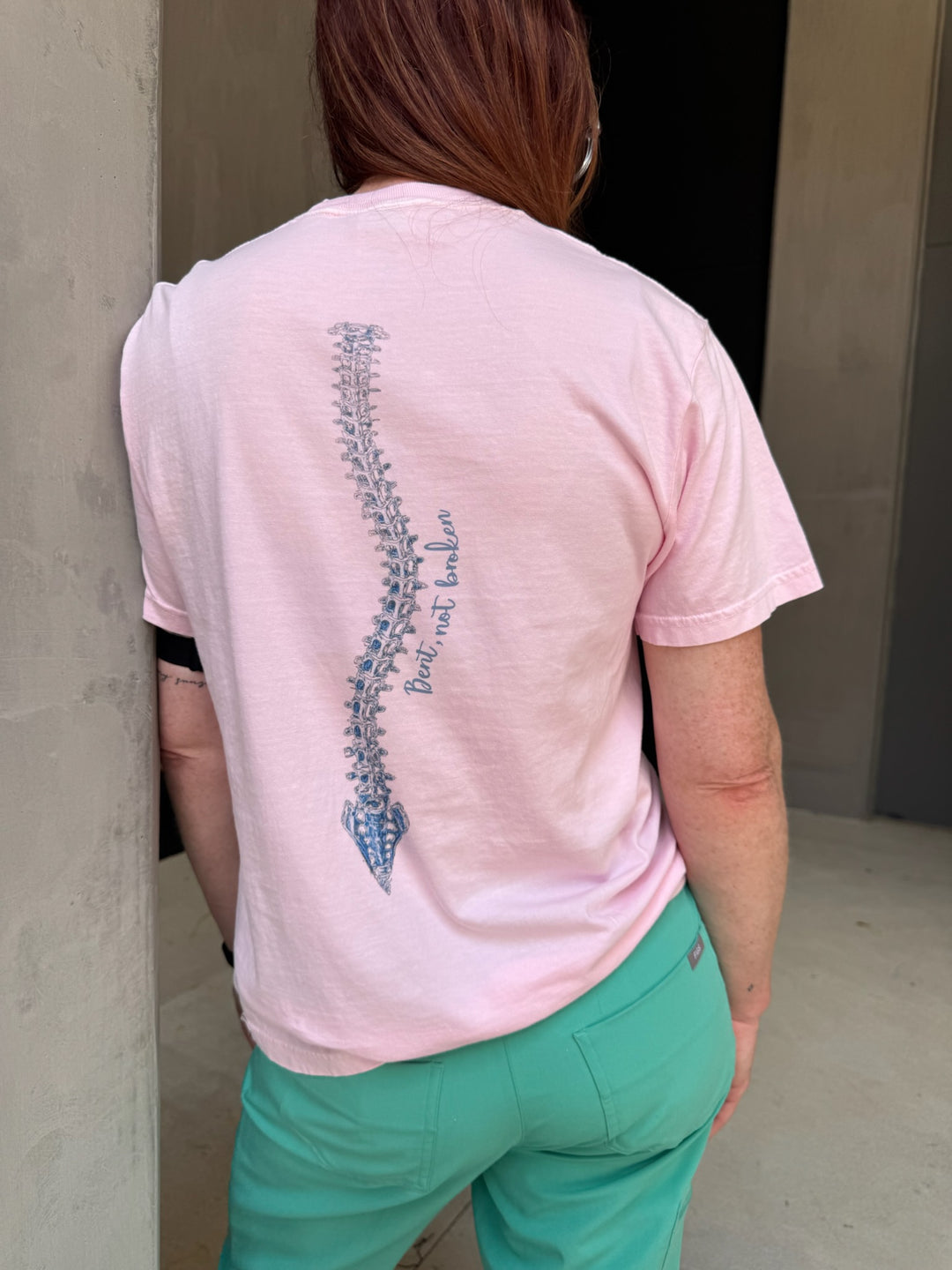 Bent, Not Broken Scoliosis Awareness Tee Shirt - Pink