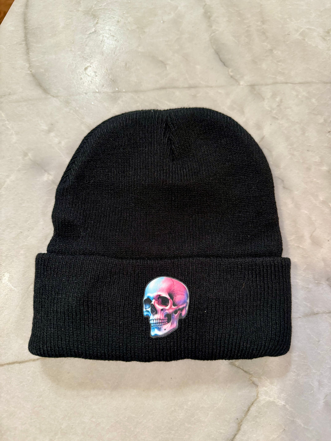 Super Skull Beanie - Black Hat with Colorful Skull Emblem