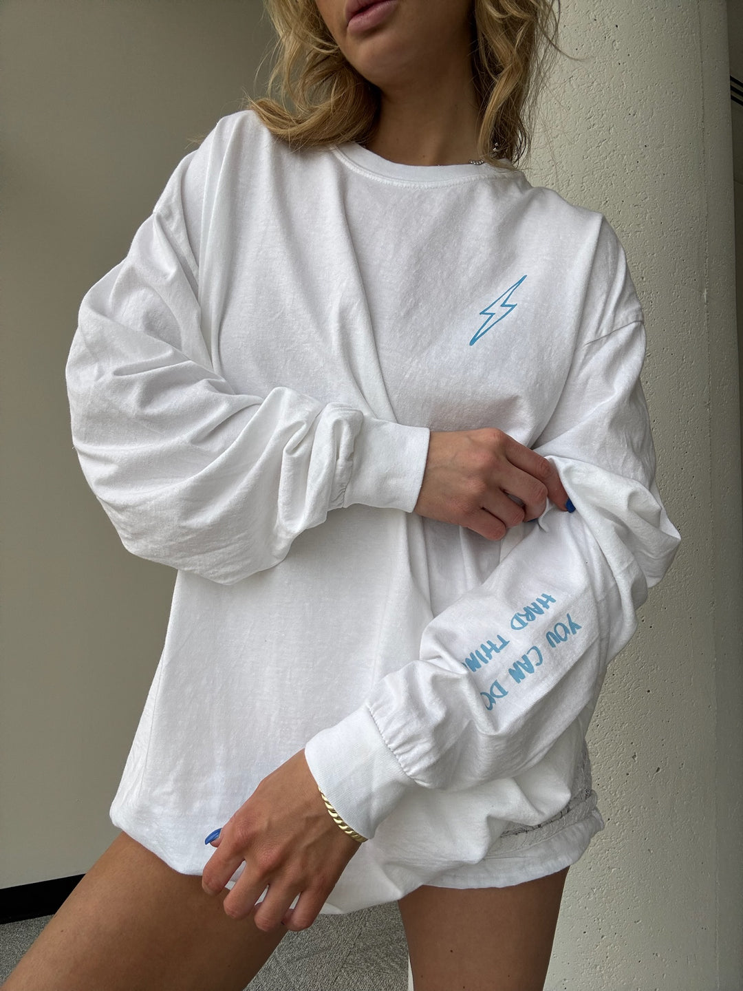 Spinal Strength Long Sleeve Tee Shirt - White with Spine Design