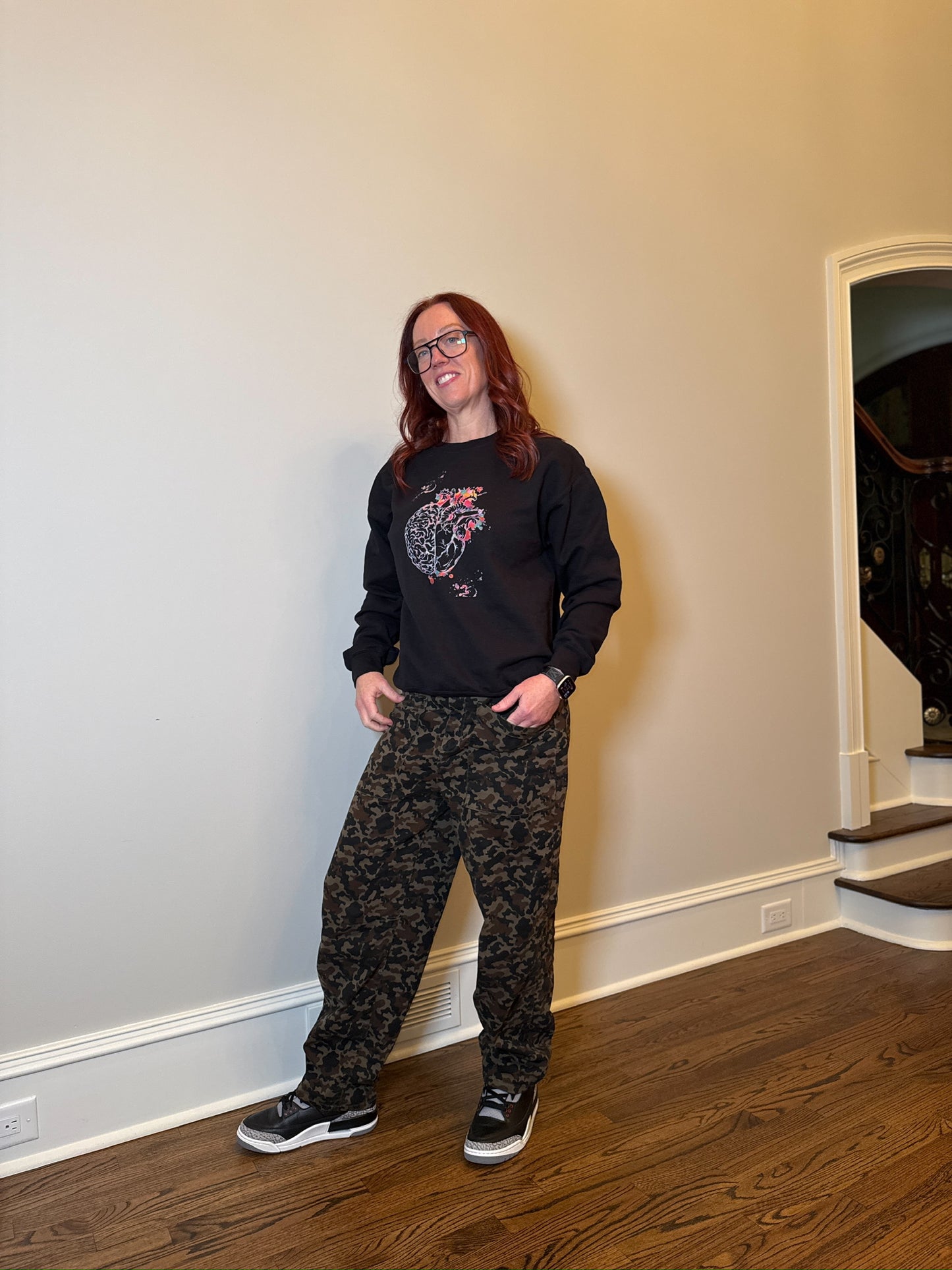 Synapse and Soul Crewneck Sweatshirt - Black Shirt with Brain | Heart Design