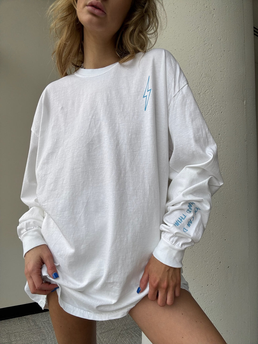 Spinal Strength Long Sleeve Tee Shirt - White with Spine Design