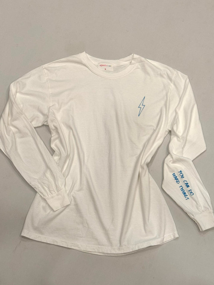 Spinal Strength Long Sleeve Tee Shirt - White with Spine Design