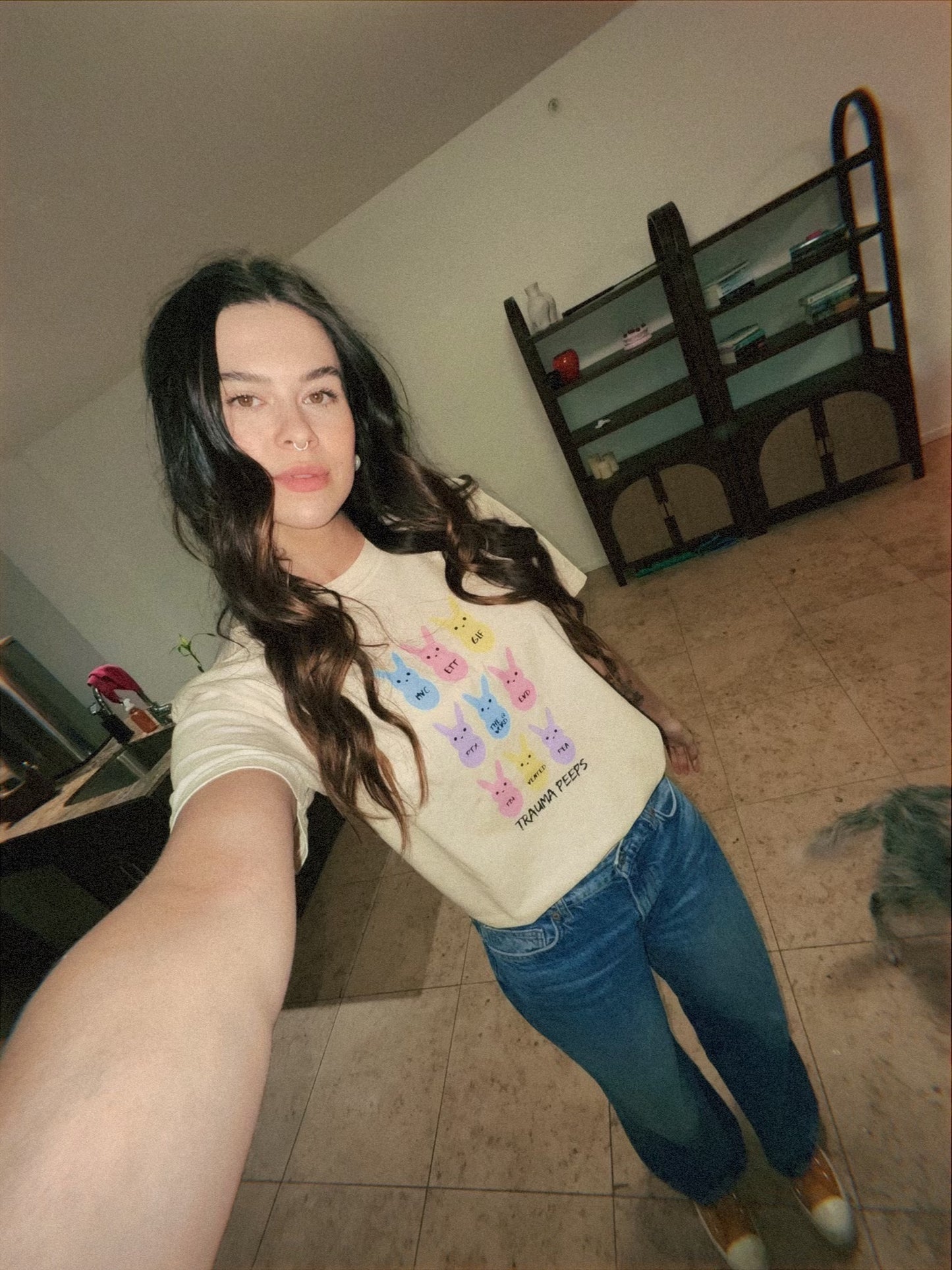 Scrubhacks Collab: Trauma Squad Tee – Beige with Pastel Bunnies