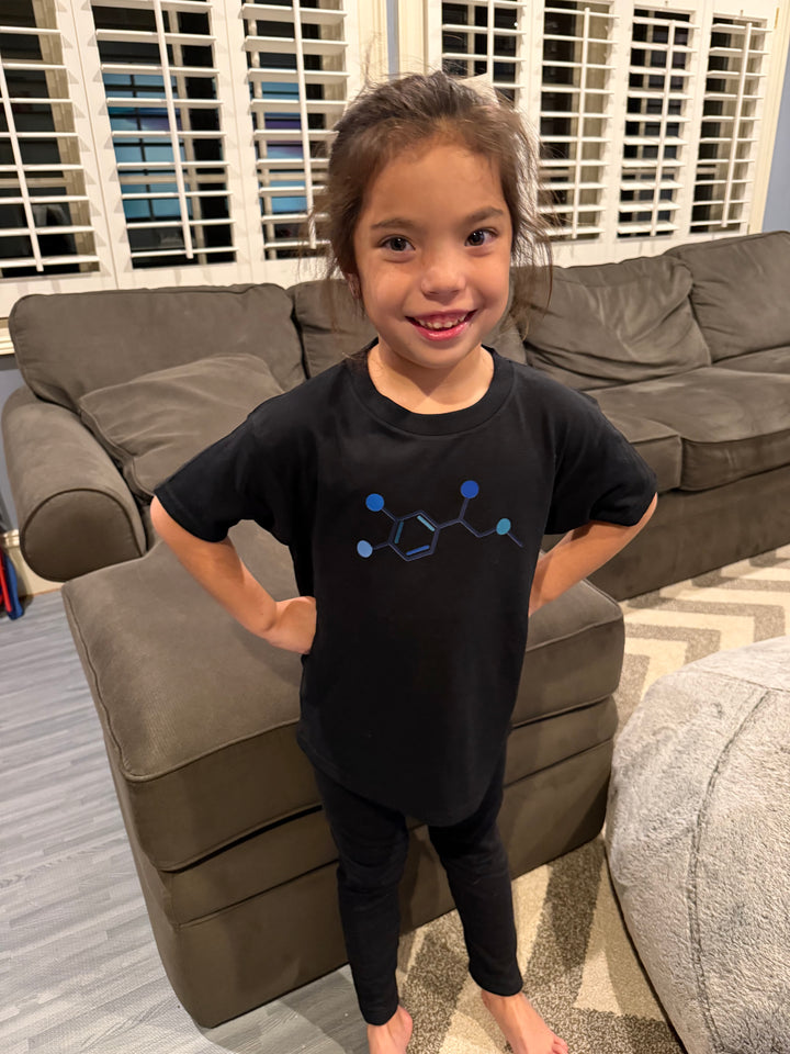 Dr. Beachgem Collab: Code Cart Youth Tee Shirt - Kids Black Short Sleeve with Adrenaline Molecule Design