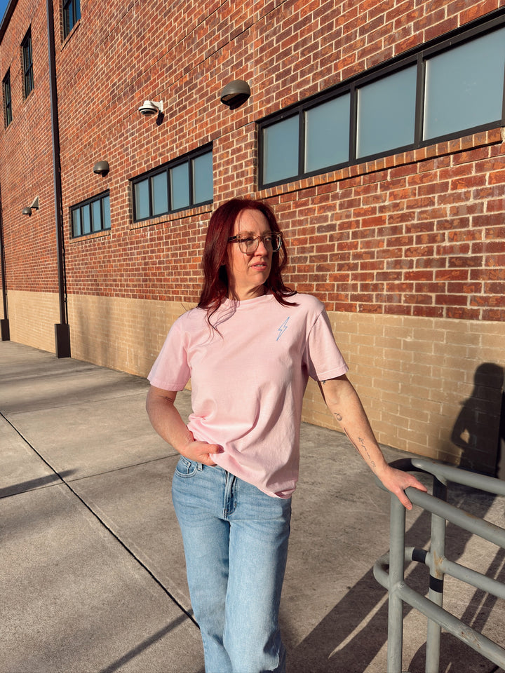 Lumbar Puncture Tee Shirt - Pink Short Sleeve with Spine Design