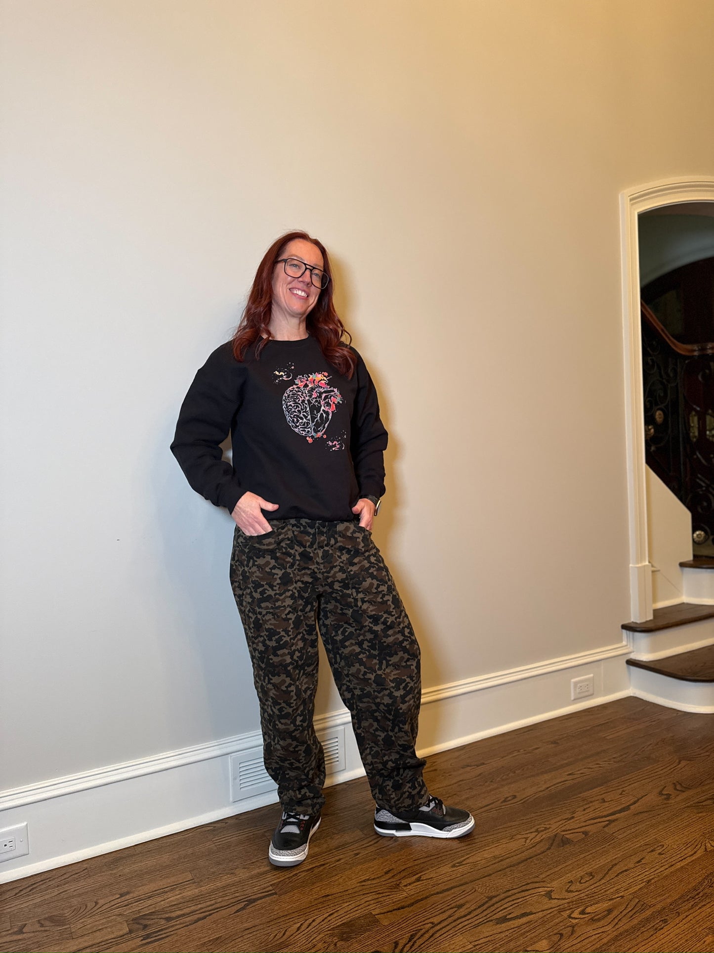 Synapse and Soul Crewneck Sweatshirt - Black Shirt with Brain | Heart Design
