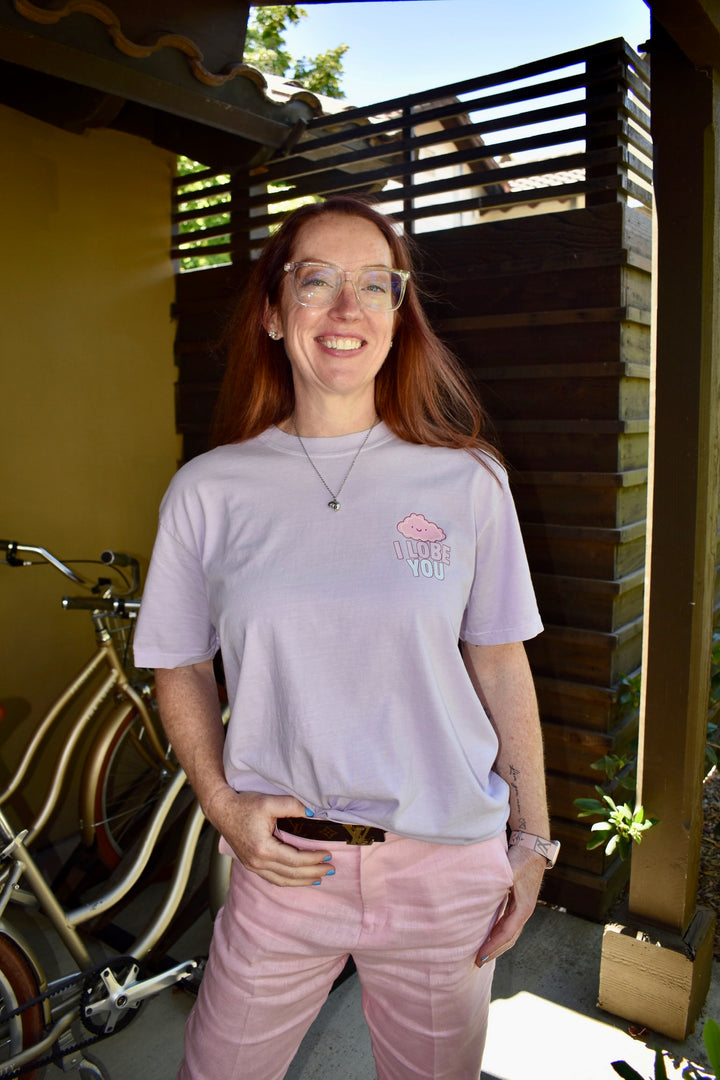 Smiling Ladyspinedoc wearing the I Lobe You Brain Anatomy Tee.