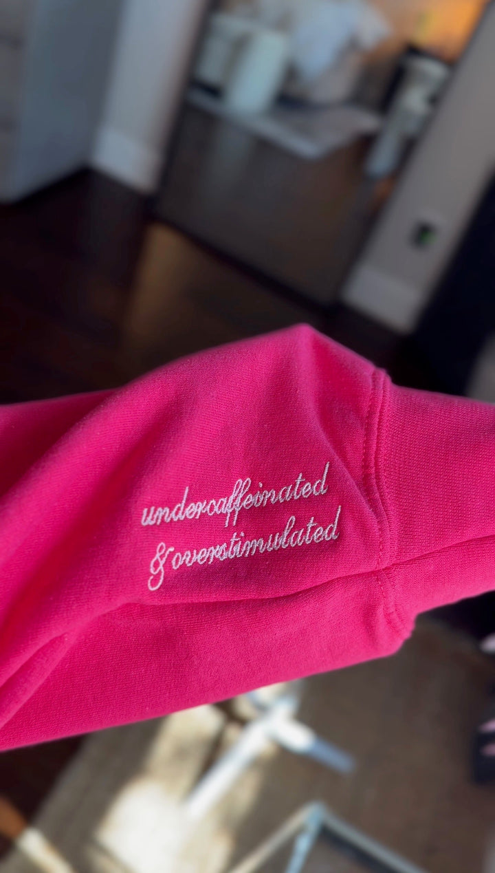 Dr. Daisy Collab: Caffeine + Botox Crewneck Sweatshirt - Hot Pink