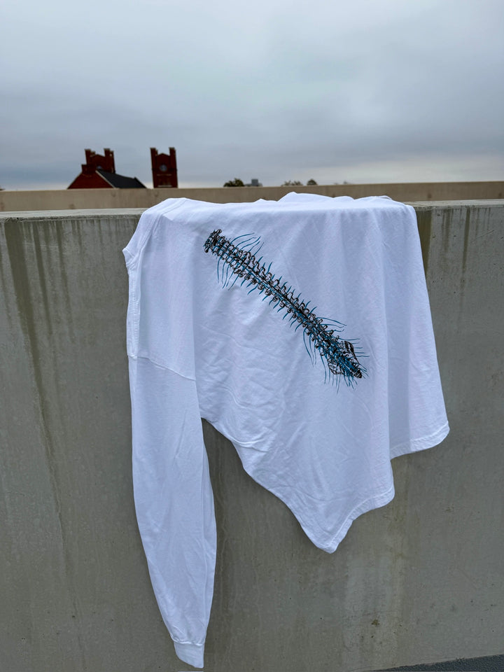 Spinal Strength Long Sleeve Tee Shirt - White with Spine Design