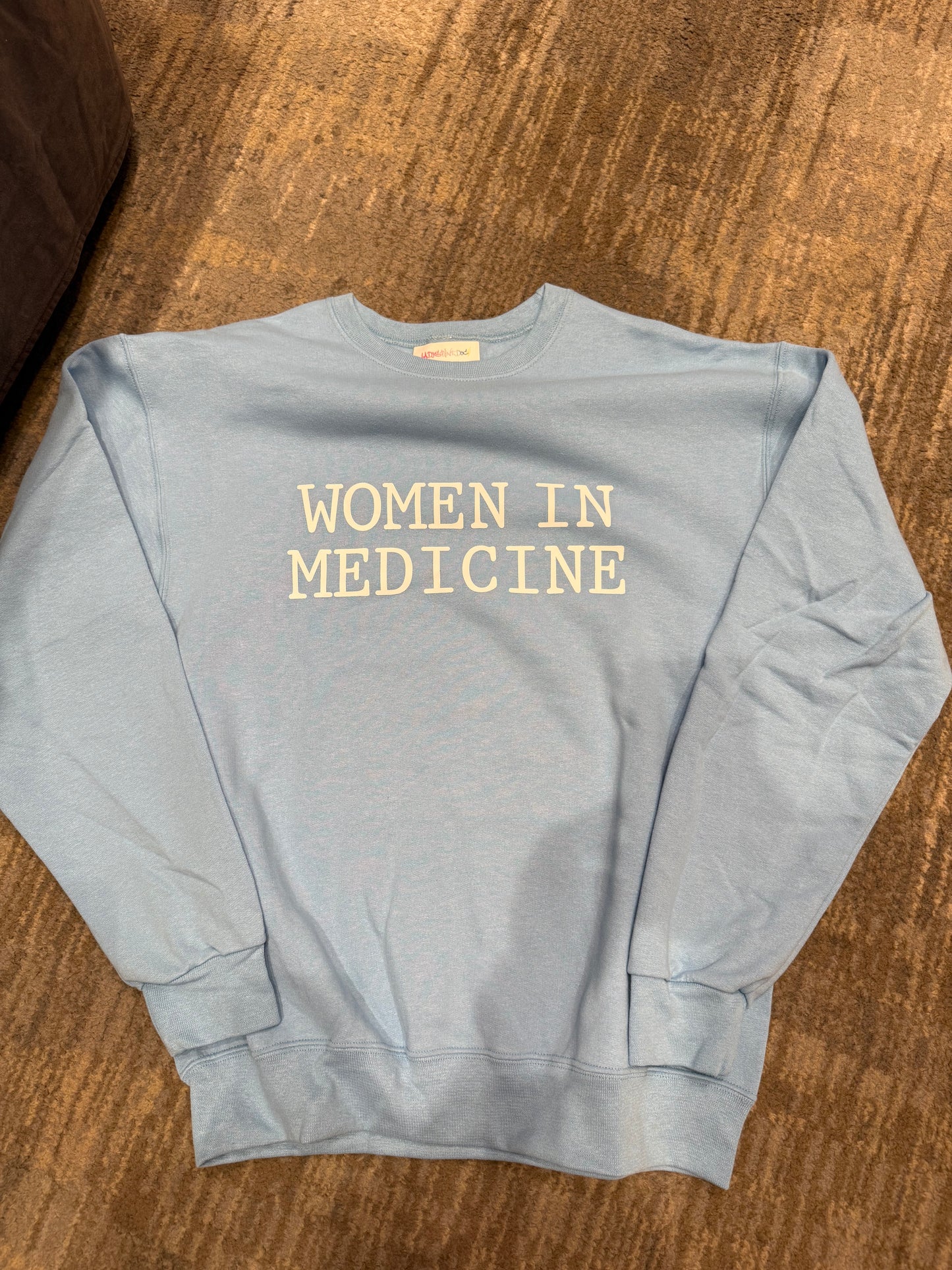 Women in Medicine Crewneck Sweatshirt - Pink Shirt with Stethoscope Design