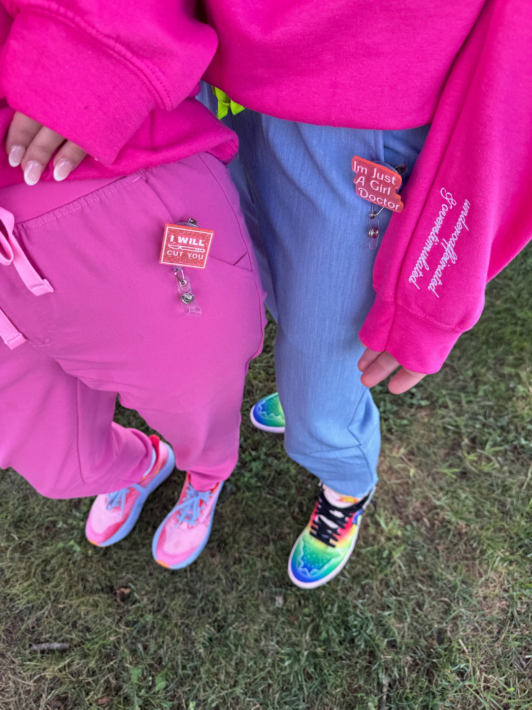 Dr. Daisy Collab: Pink "I WILL CUT YOU" Badge Reel