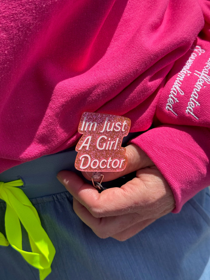Dr. Daisy Collab: Pink "I'm Just A Girl Doctor" Badge Reel