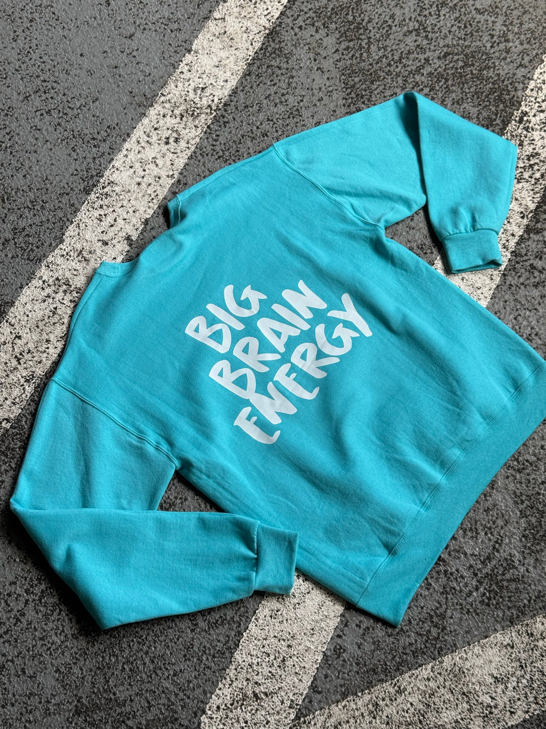 Back of Big Brain Energy Sweatshirt in seafoam