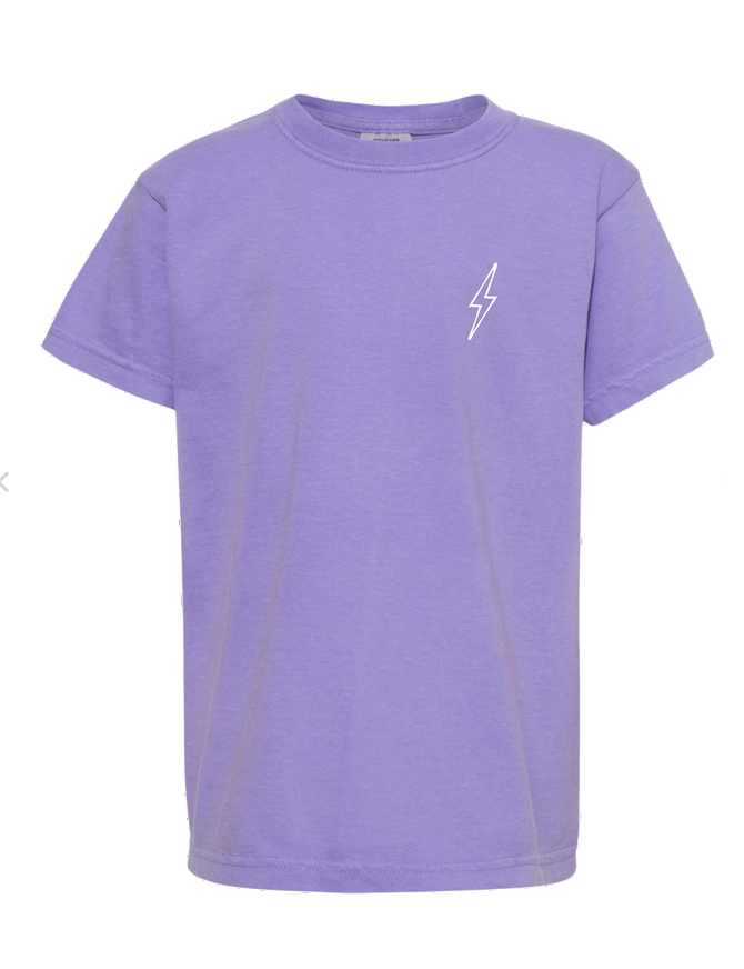 Front flat lay of The Incredible Youth Tee – Violet Kids T-Shirt