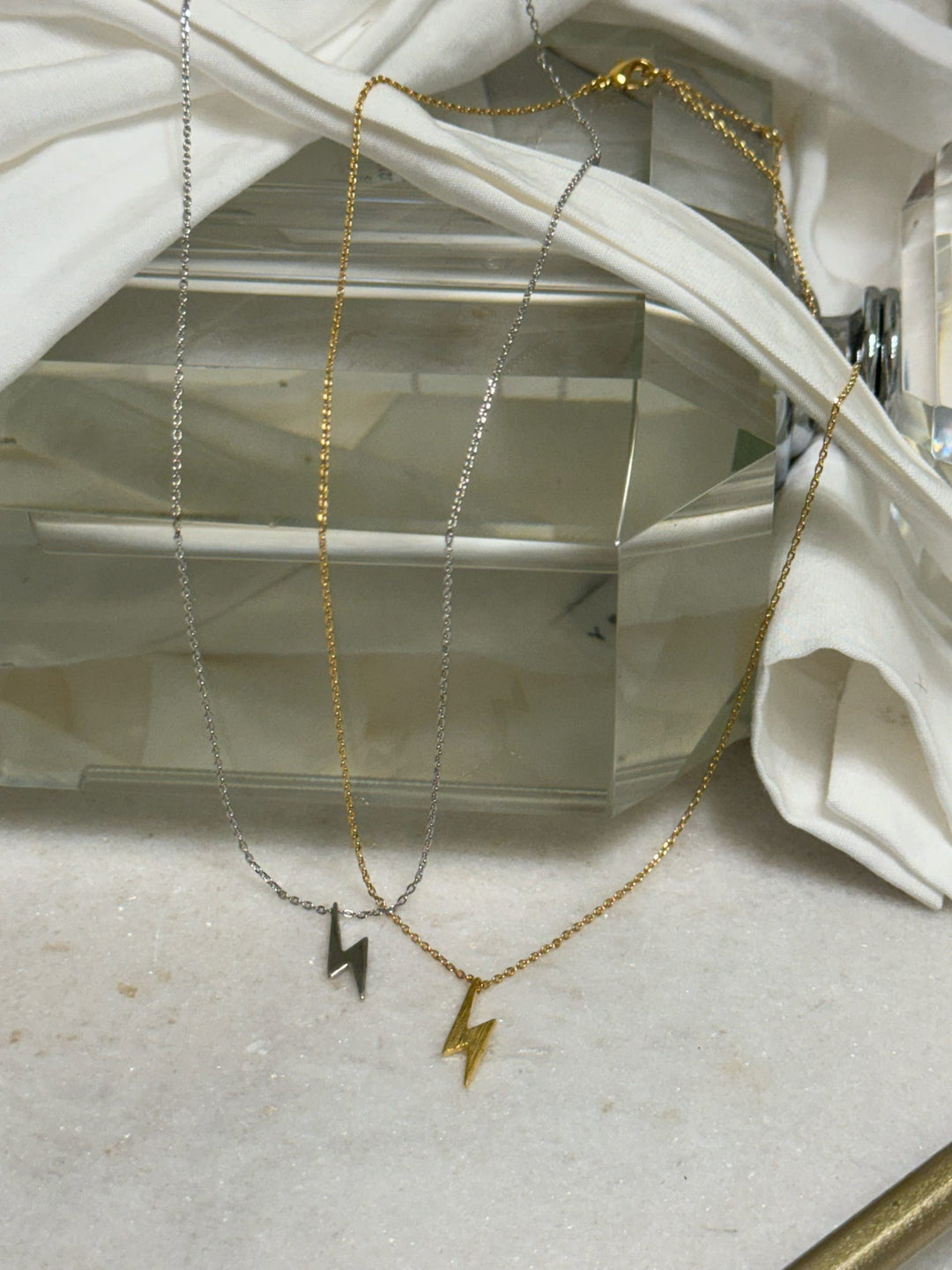 Gold Lightning Bolt Necklace - Ladyspinedoc Jewelry