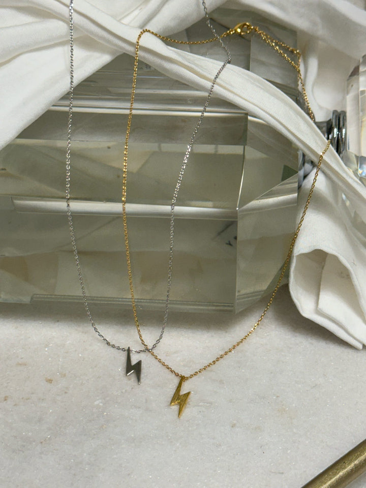Gold Lightning Bolt Necklace - Ladyspinedoc Jewelry