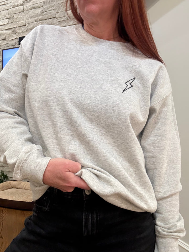 Spinal Strength Crewneck Sweatshirt - Gray with Spine Design