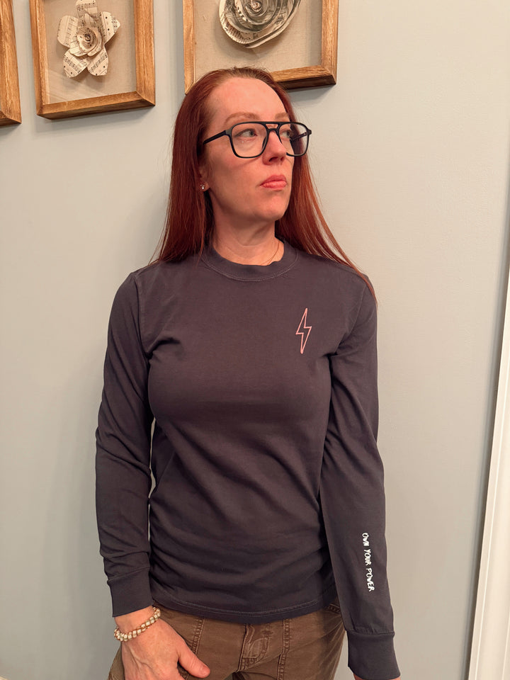 Spinal Strength Long Sleeve Tee Shirt - Navy with Spine Design