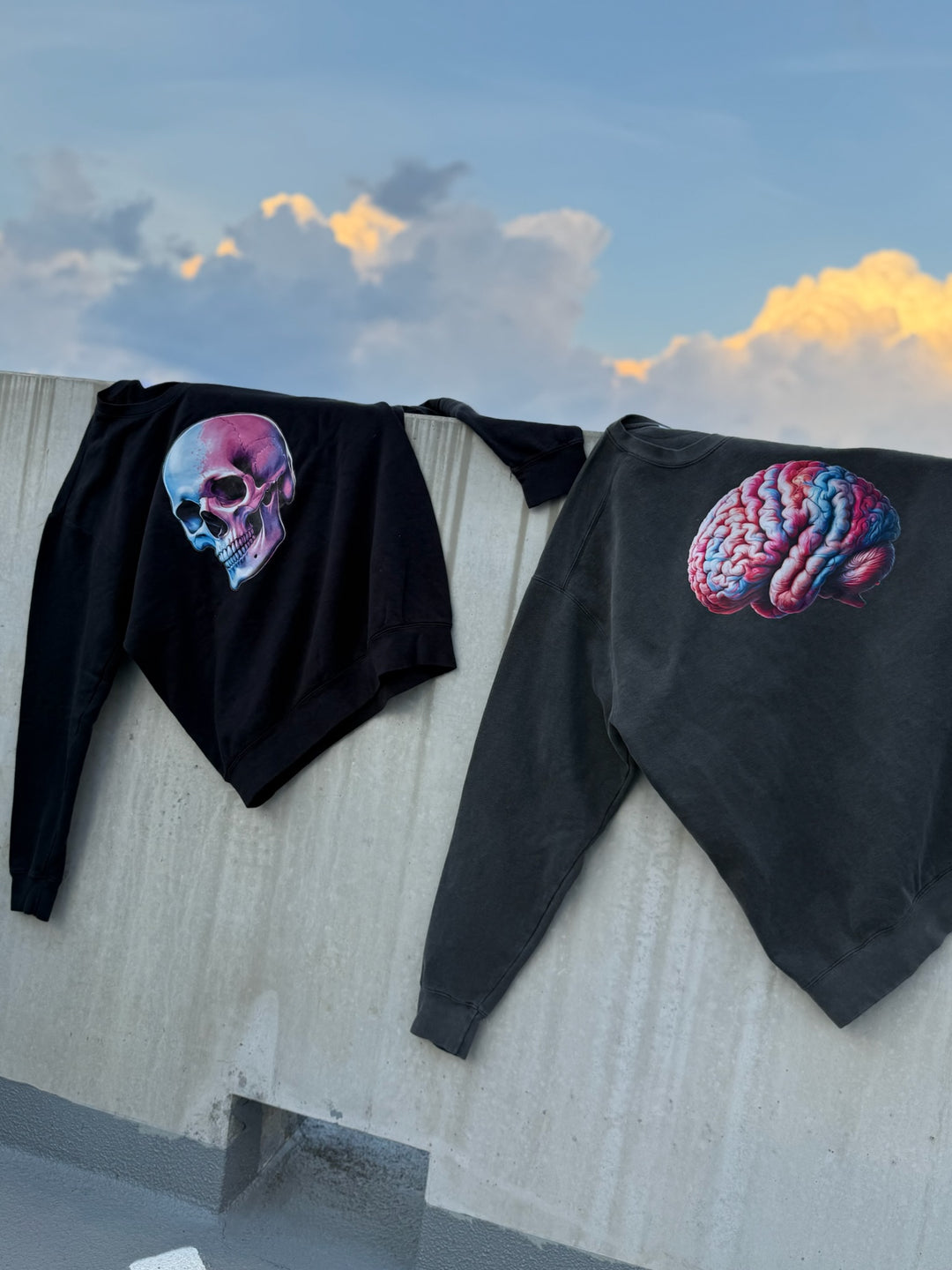 Big Brain Energy Crewneck Sweatshirt - Dark Gray Shirt with Brain Design