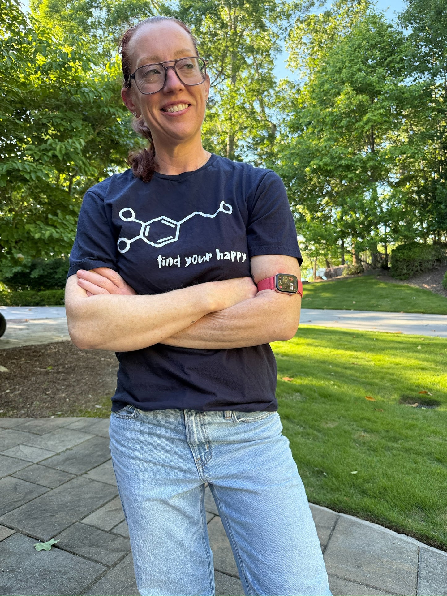 Beachgem Collab: Dopamine Rush Tee Shirt - Navy Short Sleeve with Dopamine Molecule Design