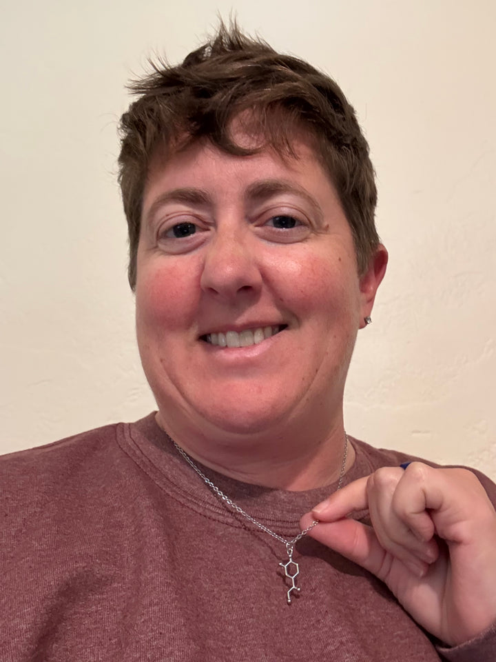 Dr. Beachgem Collab: Noradrenaline Necklace - Silver with Noradrenaline Molecule Design