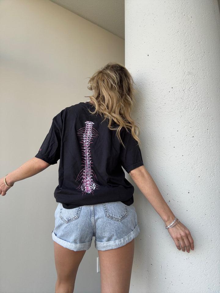Lumbar Puncture Tee Shirt - Black Short Sleeve with Spine Design