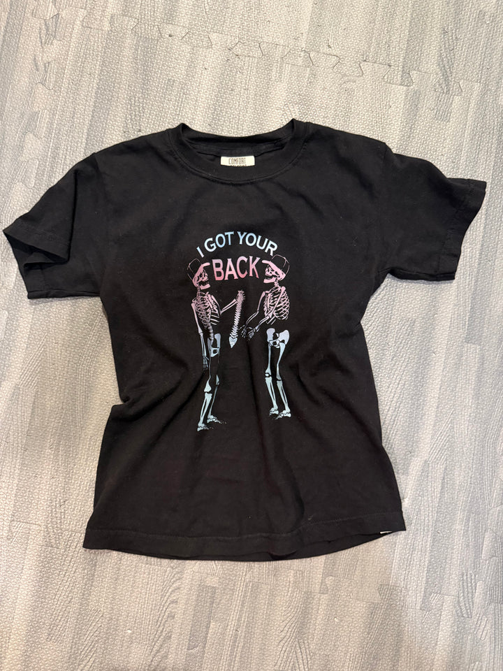 Youth Glow-in-the-Dark “I Got Your Back” Skeleton Halloween Tee Shirt Shipping 10/6