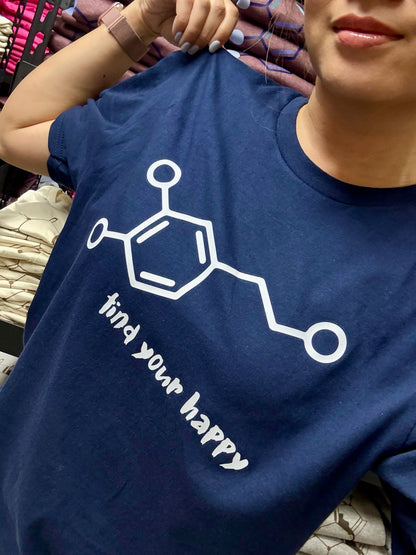 Beachgem Collab: Dopamine Rush Tee Shirt - Navy Short Sleeve with Dopamine Molecule Design