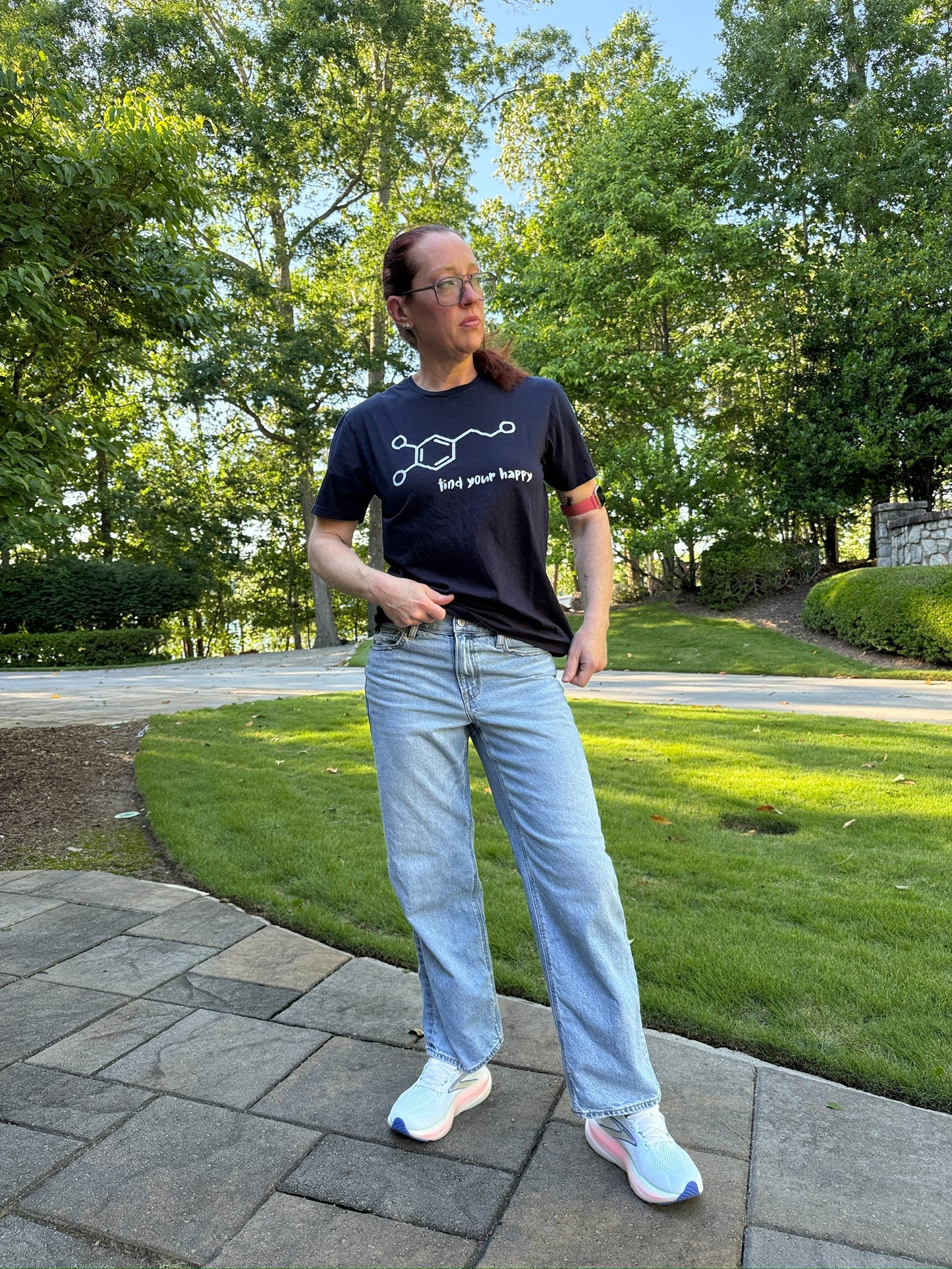 Beachgem Collab: Dopamine Rush Tee Shirt - Navy Short Sleeve with Dopamine Molecule Design