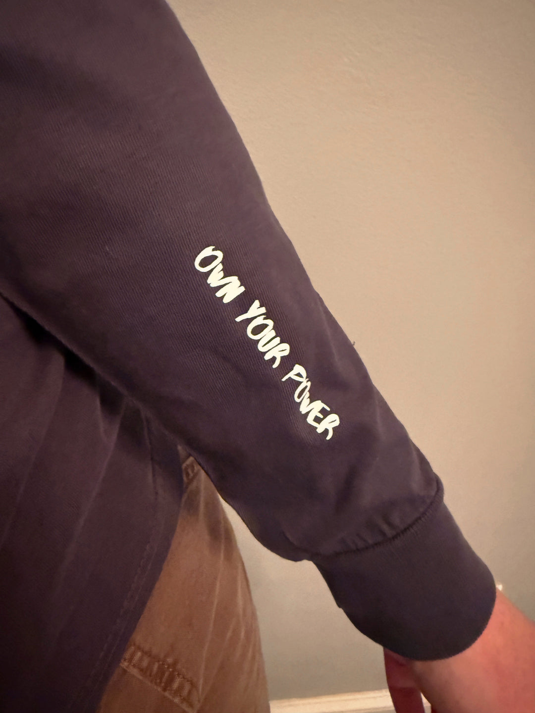 Spinal Strength Long Sleeve Tee Shirt - Navy with Spine Design