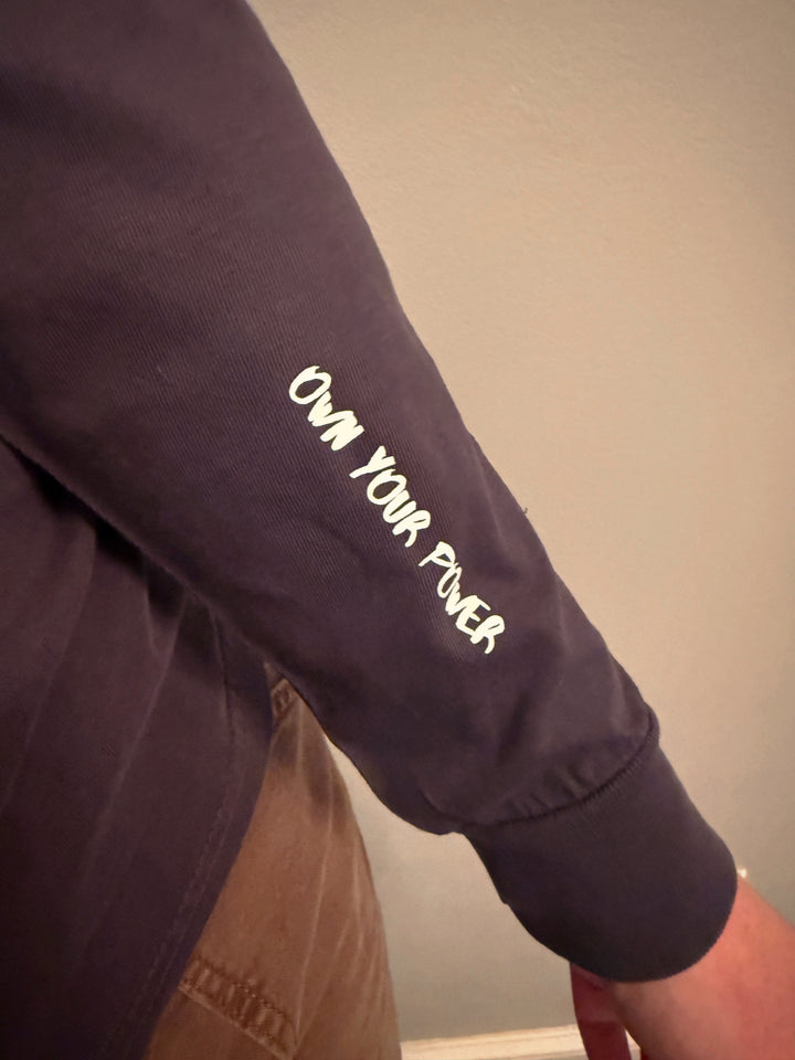 Spinal Strength Long Sleeve Tee Shirt - Navy with Spine Design