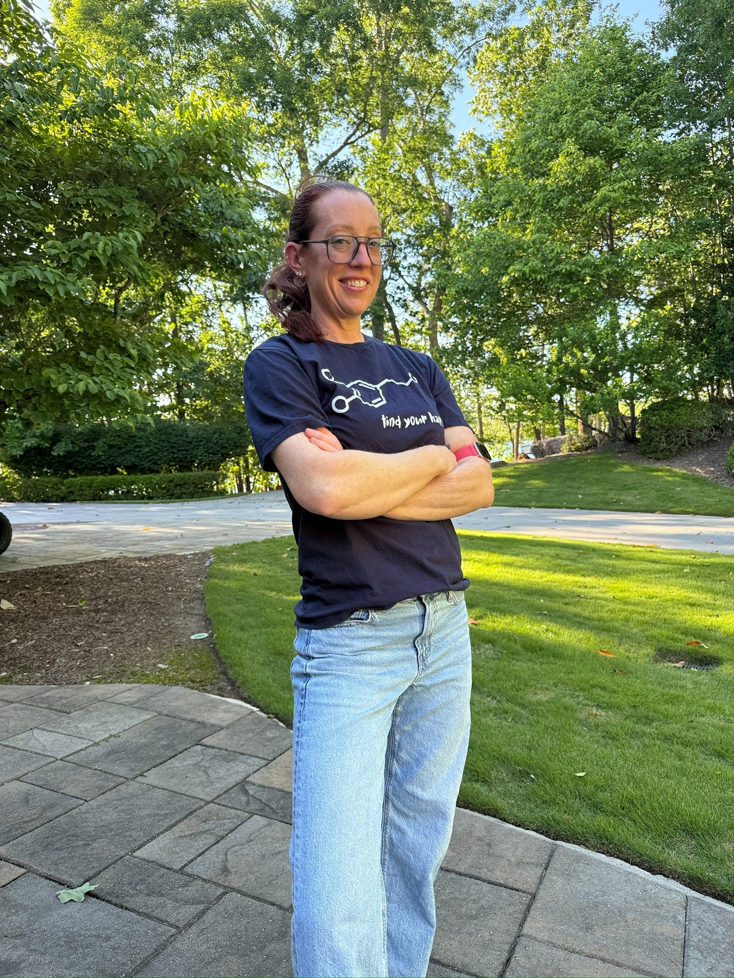 Beachgem Collab: Dopamine Rush Tee Shirt - Navy Short Sleeve with Dopamine Molecule Design