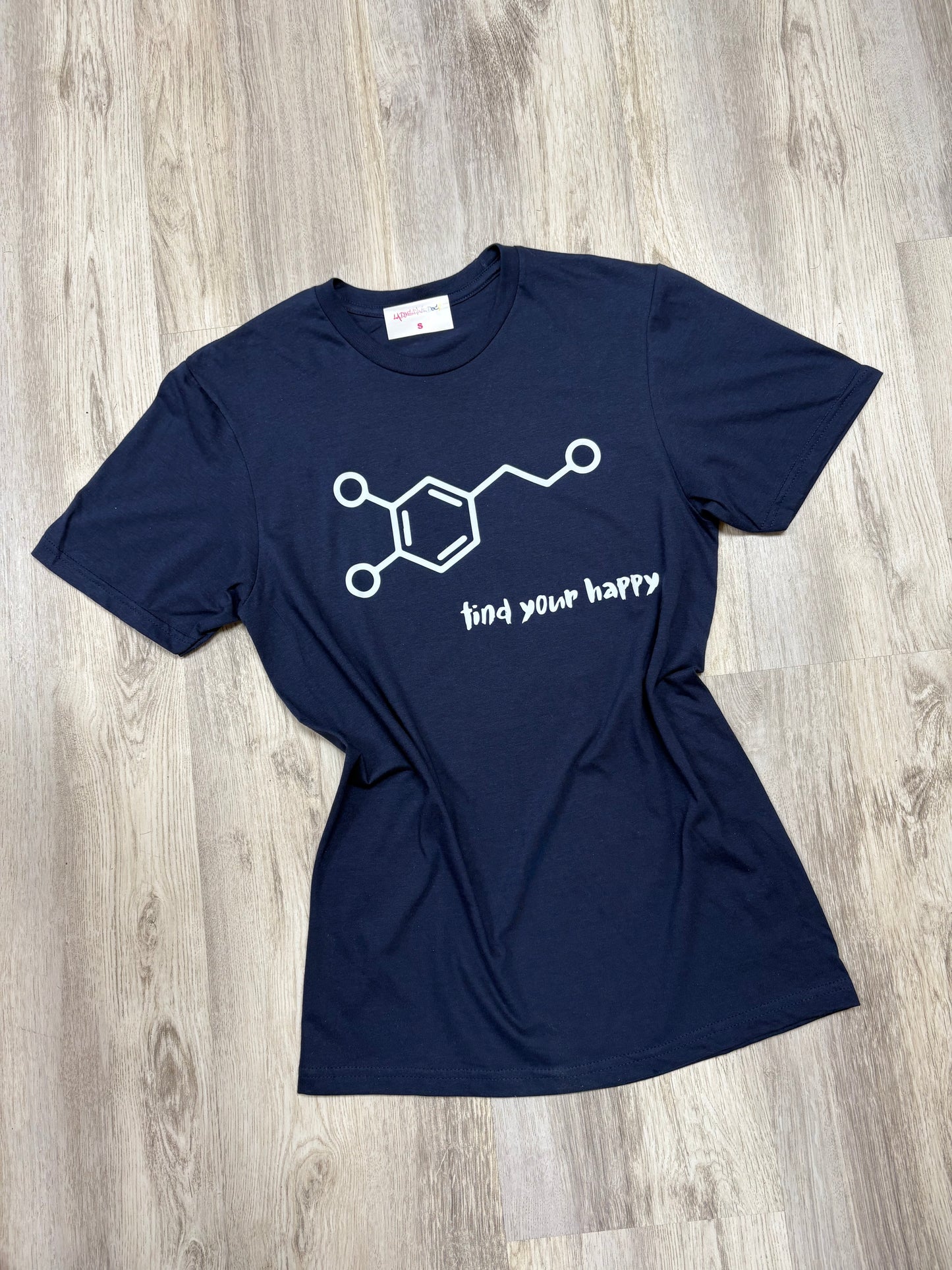 Beachgem Collab: Dopamine Rush Tee Shirt - Navy Short Sleeve with Dopamine Molecule Design