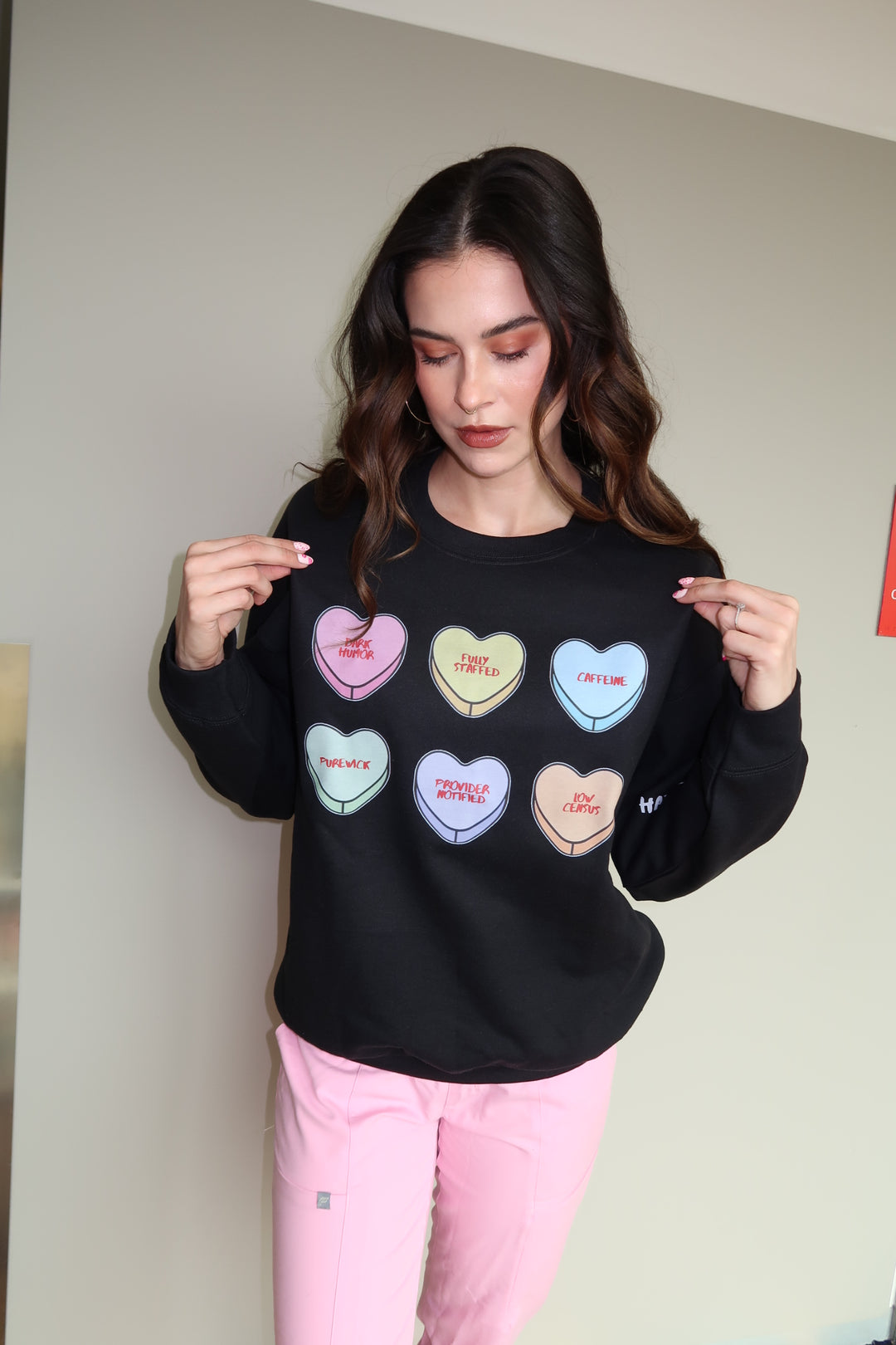 Scrubhacks Collab: You Had Me At Stat Crewneck Sweatshirt - Black with Nurse Humor