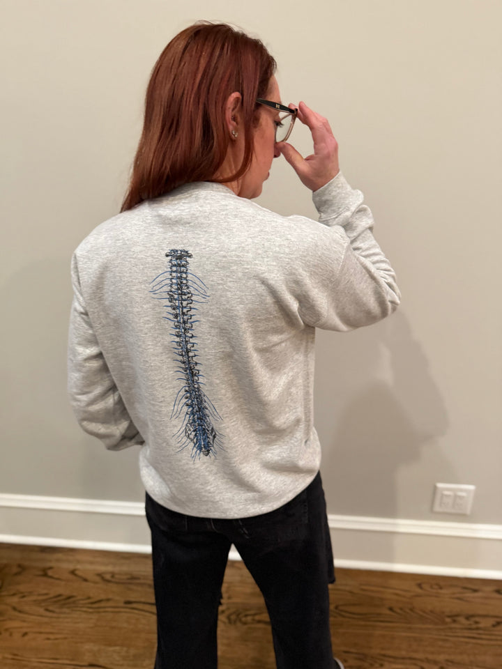 Spinal Strength Crewneck Sweatshirt - Gray with Spine Design