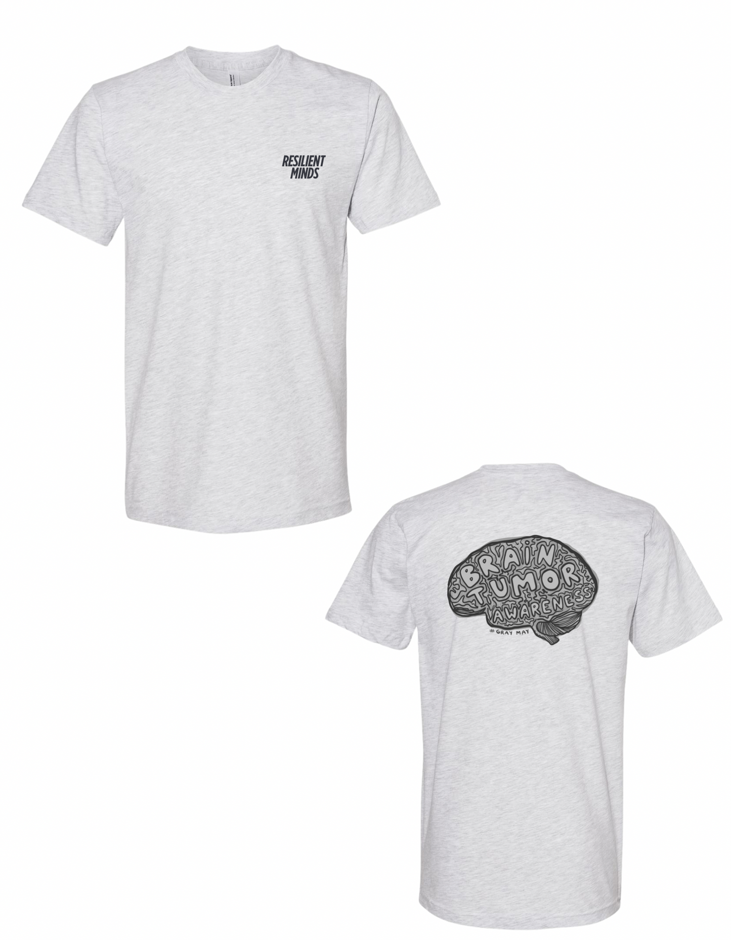Gray May Brain Tumor Awareness Tee Shirt - Gray Short Sleeve