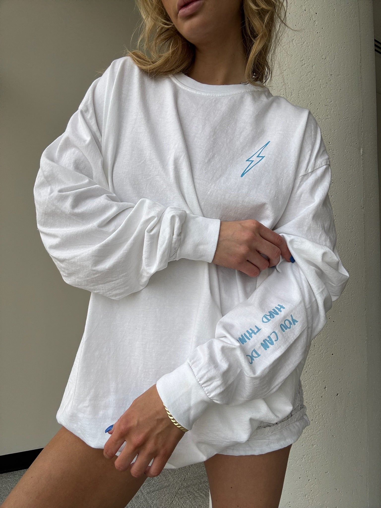 Spinal Strength Long Sleeve Tee Shirt - White with Spine Design