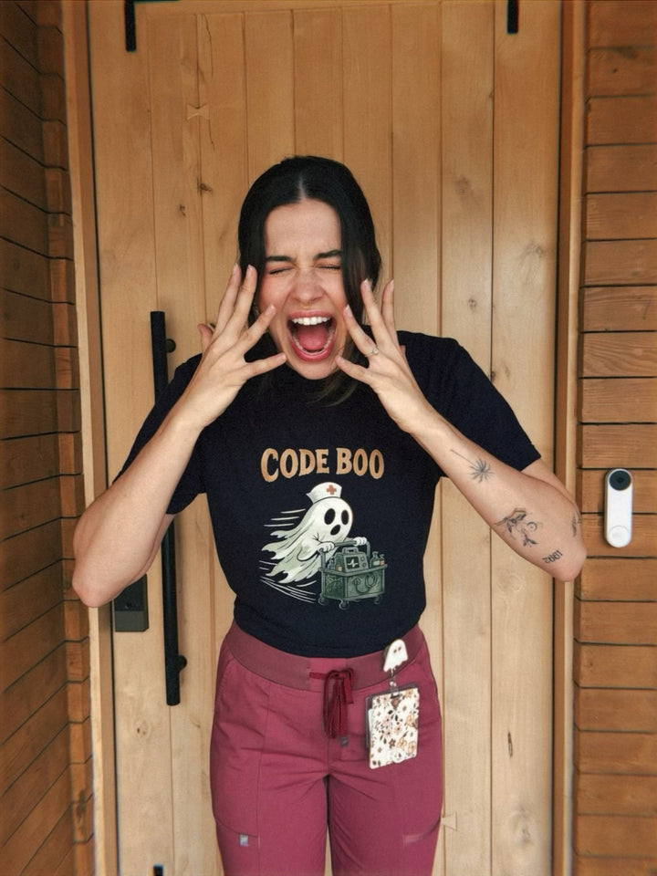 Scrubhacks Collab: Code Boo Tee – Halloween Shirt for Healthcare Heroes