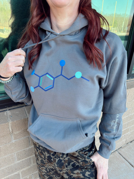 Beachgem Collab: Code Cart Hoodie - Gray Sweatshirt with Adrenaline Molecule Design