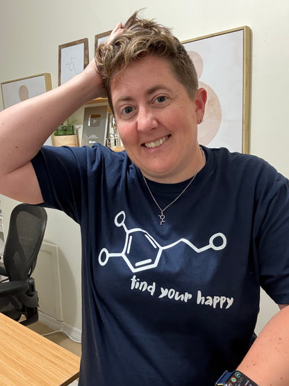 Beachgem Collab: Dopamine Rush Tee Shirt - Navy Short Sleeve with Dopamine Molecule Design