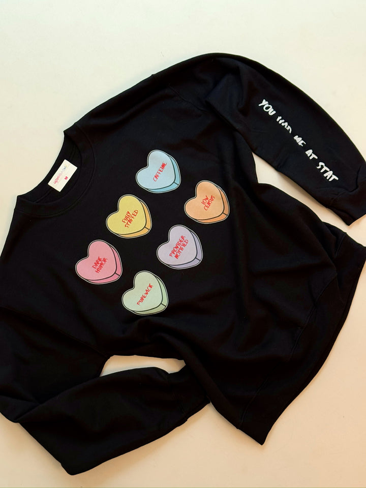 Scrubhacks Collab: You Had Me At Stat Crewneck Sweatshirt - Black with Nurse Humor