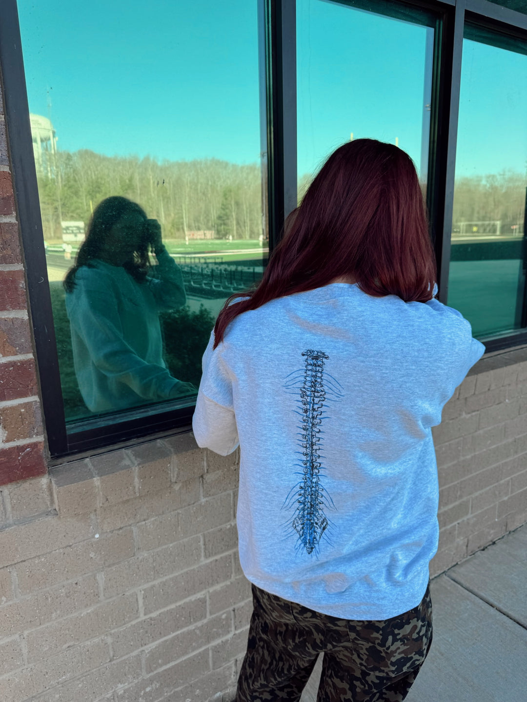 Spinal Strength Crewneck Sweatshirt - Gray with Spine Design