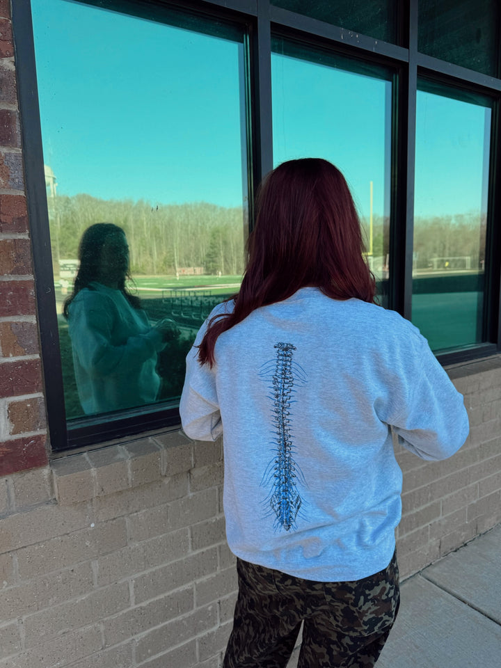 Spinal Strength Crewneck Sweatshirt - Gray with Spine Design