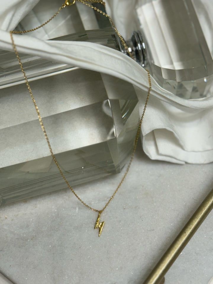 Gold Lightning Bolt Necklace - Ladyspinedoc Jewelry