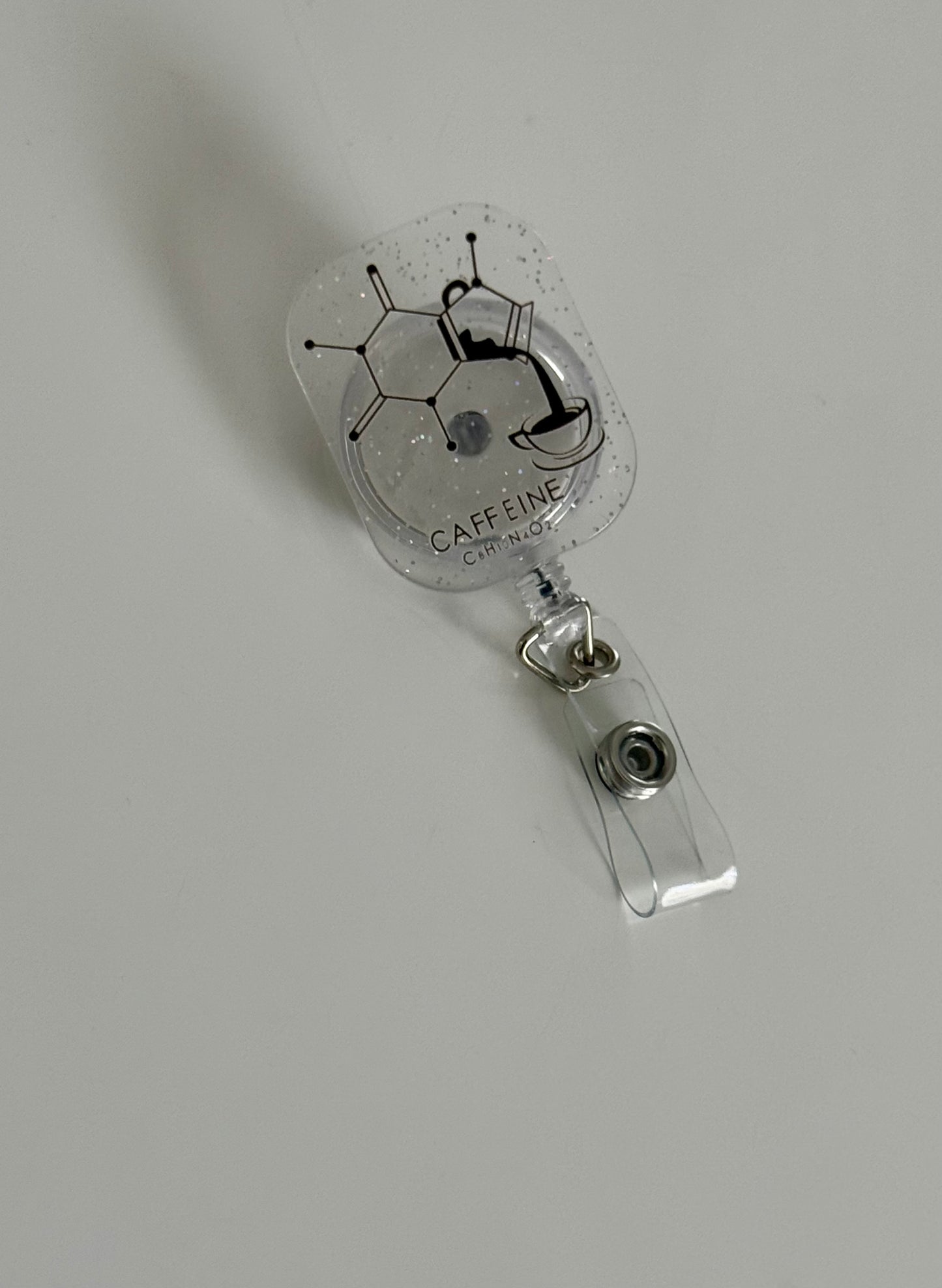 Beachgem Collab: Enerjava Badge Reel - Retractable with Alligator Clip and Caffeine Design