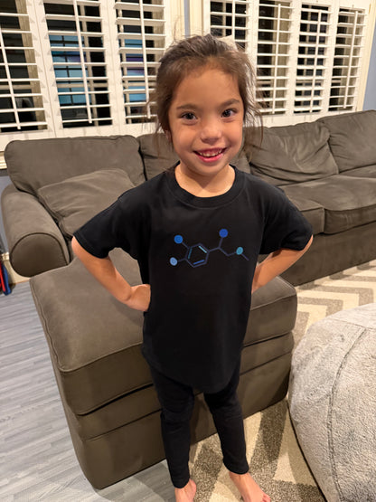 Beachgem Collab: Code Cart Youth Tee Shirt - Kids Black Short Sleeve with Adrenaline Molecule Design