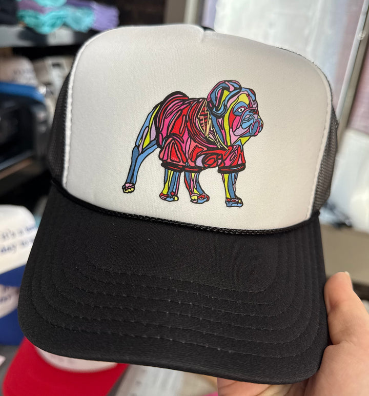 Black and White Game Day Trucker Hat - Bulldog Cap